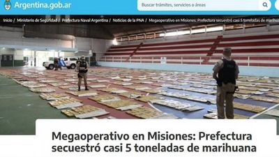 Récord de incautaciones de drogas de origen paraguayo en la Argentina