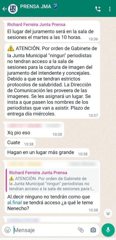 Así negaron acceso a periodistas al juramento de Nenecho Rodríguez - Nacionales - ABC Color