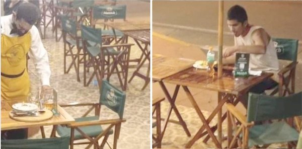 Crónica / Mozo emocionó al dar comida a joven pobre