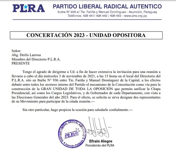 Alegre convoca a reunión para debatir sobre “unidad”, pero no invita a Llano - ADN Digital