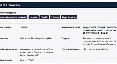Sugestiva compra de software de contenido digital en el MEC