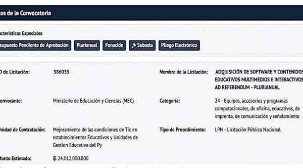 Sugestiva compra de software de contenido digital en el MEC