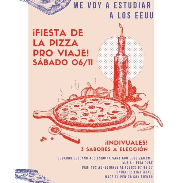 Estudiante ganó beca a Estados Unidos y organiza 'Fiesta de la Pizza' buscando recaudar fondos para el viaje