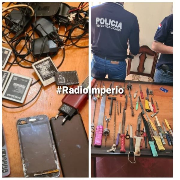 Incautan armas blancas, celulares y bebidas alcohólicas en la Penitenciaría Regional