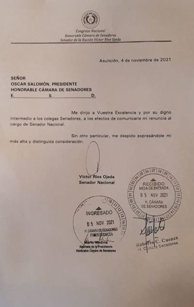 Víctor Ríos renuncia al Senado y solo le queda jurar en la Corte | OnLivePy