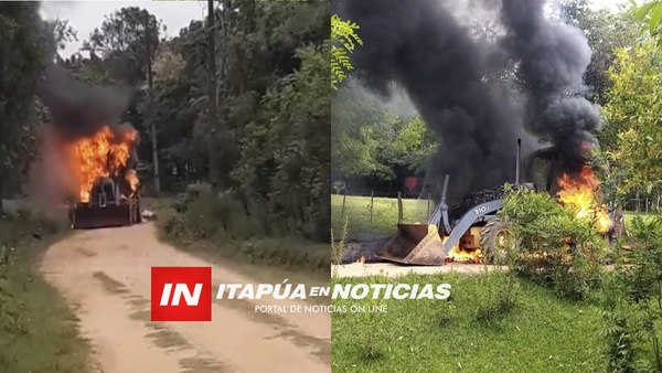 LA ÚNICA RETROEXCAVADORA DE JOSÉ LEANDRO OVIEDO SE INCENDIÓ - Itapúa Noticias