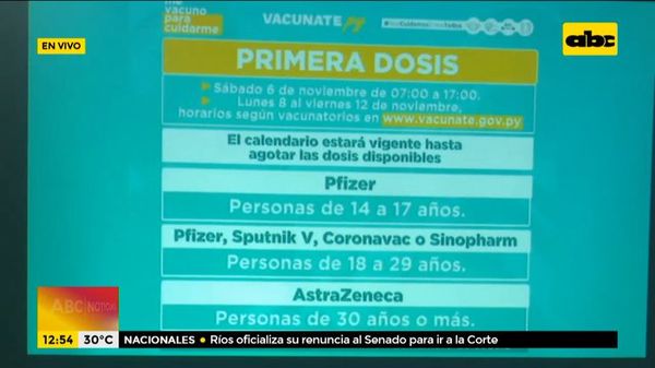 Desde mañana podrán vacunarse los adolescentes desde los 14 años - ABC Noticias - ABC Color