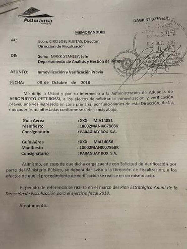 Silencio en Aduanas sobre paradero de mercaderías
