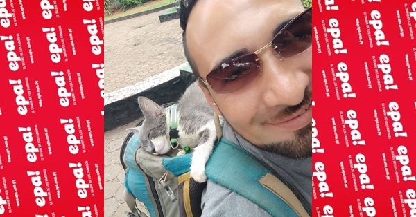 El gato mochilero paraguayo realizó su primera aparición pública y fue la sensación
