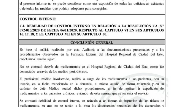 Conclusión de sumario en IPS de CDE descarta desvío de medicamentos