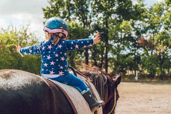 Agrupación Montada de la Policía ofrece programa de equinoterapia para niñas y niños