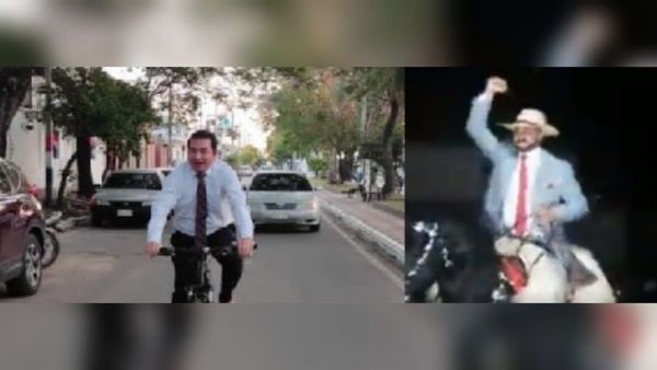 Fueron a jurar como intendente en bicicleta y en caballo
