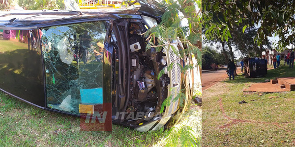 VUELCO DE VEHÍCULO EN ZONA DE TOMÁS R. PEREIRA - Itapúa Noticias