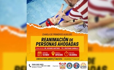 Bomberos invitan a taller de Reanimación de Personas Ahogadas