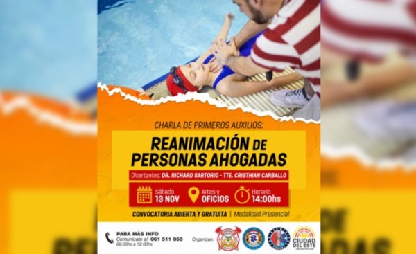 Bomberos invitan a taller de Reanimación de Personas Ahogadas
