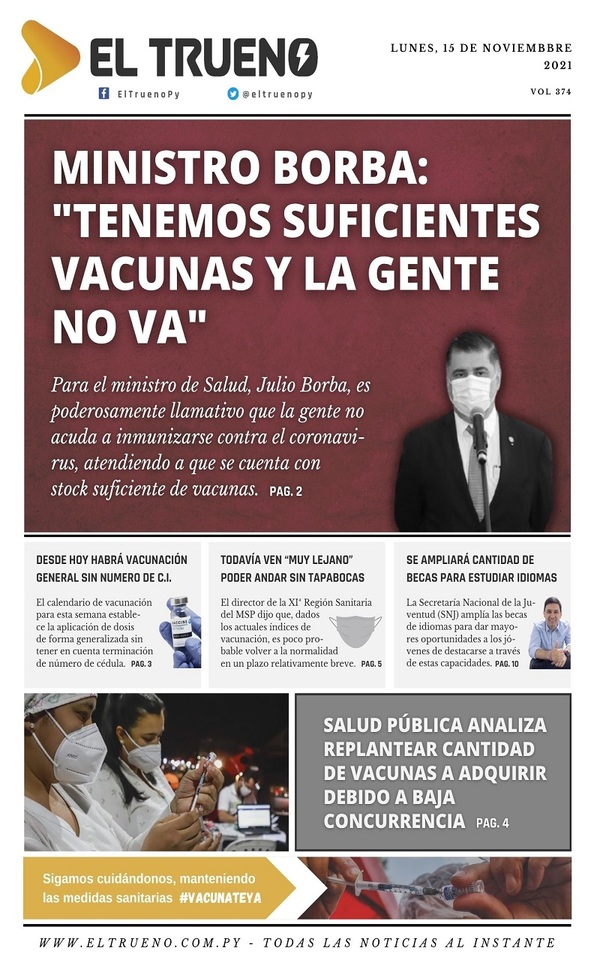 Portadas de este lunes 15 de noviembre de 2021
