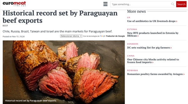 Medio especializado destaca récord en exportaciones de carne paraguaya - El Trueno