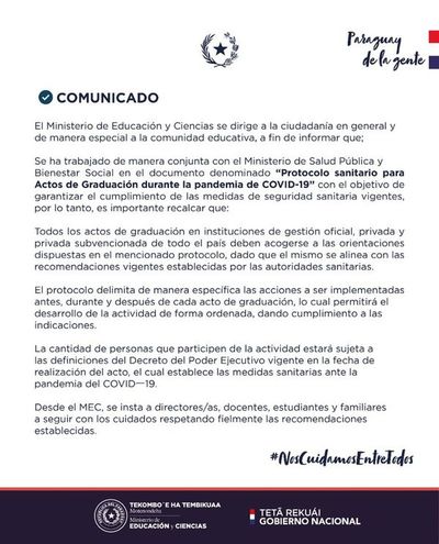 Colaciones: Asociación de Instituciones Educativas Privadas del Paraguay recomienda que invitados especiales posean carnet de vacunación - La Primera Mañana - ABC Color