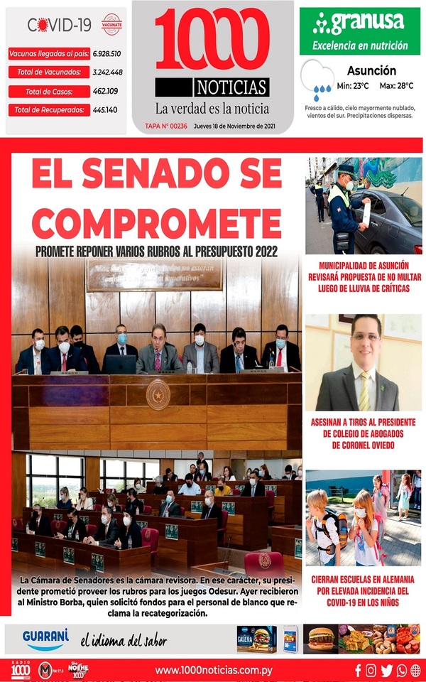Portadas de este jueves 18 de noviembre de 2021