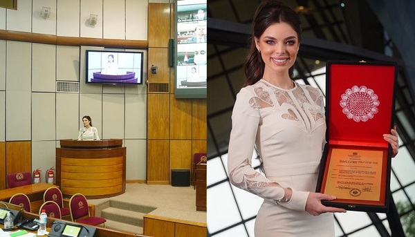 La Miss Universo Paraguay Nadia Ferreira recibió una placa en el senado - Teleshow