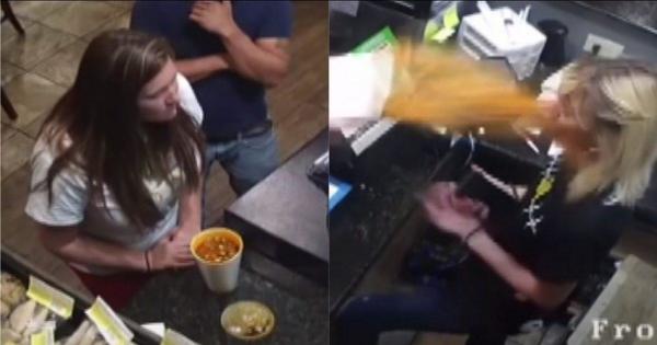 Arrojó sopa a la cara de una empleada porque su comida estaba muy caliente