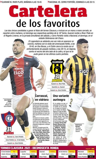 Cartelera de los favoritos - Fútbol - ABC Color
