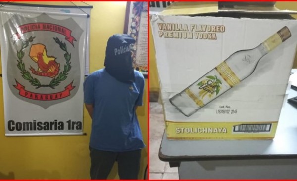 Buscado por homicidio es aprehendido con 12 botellas de vodka robadas