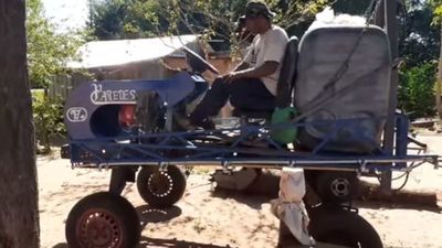 Fabricó tractor fumigador casero para trabajar en su chacra