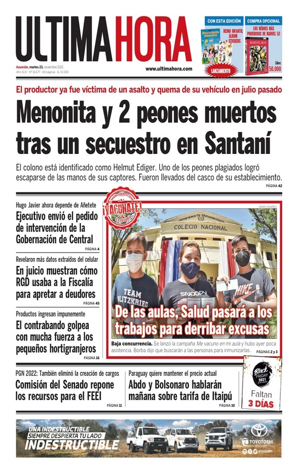 Portadas de este martes 23 de noviembre de 2021