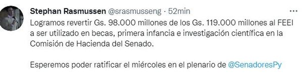 Dictamen de Bicameral dispone reposición de US$ 14 millones de FEEI y al Fonacide - Nacionales - ABC Color