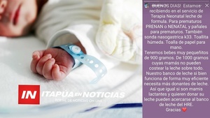 PIDEN DONACIONES PARA BEBÉS PREMATUROS INTERNADOS EN EL HRE. - Itapúa Noticias