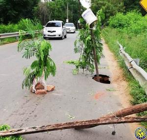 "Arborizan" cráter de un puente en Luque •