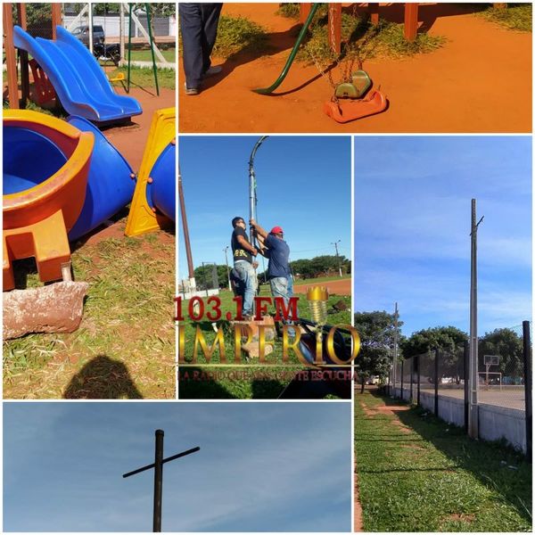 Adictos destruyeron parque infantil, dejaron sin iluminación la plaza y sin agua a usuarios de pozo artesiano