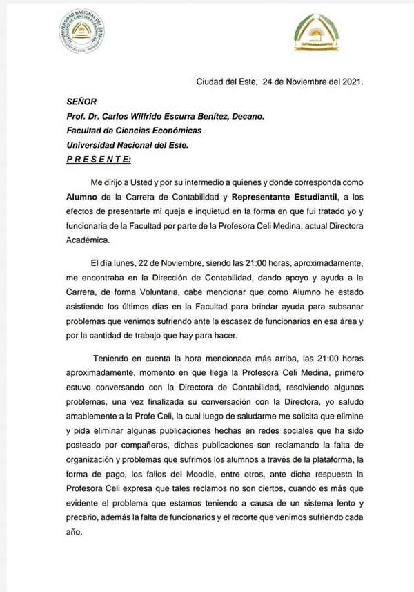 Lamentan prepotencia de directora académica de la FCE-UNE - La Clave