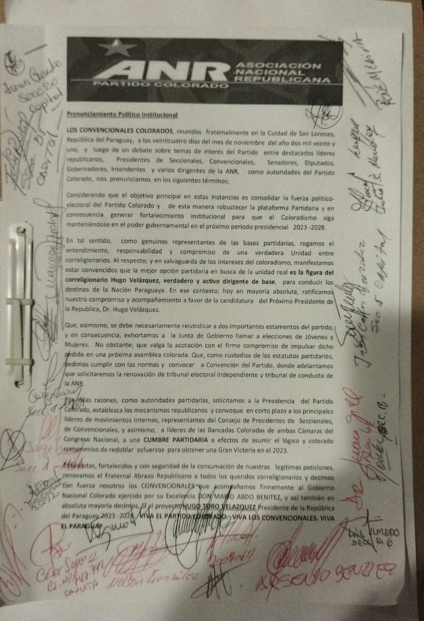 Convencionales colorados de Central apoyan a Velázquez - El Trueno