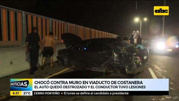Conductor choca contra muro en viaducto de la Costanera Norte - ABC Noticias - ABC Color