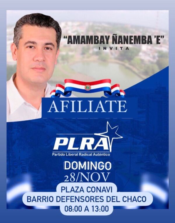 Amambay Ñanemba’e realiza hoy jornada de inscripción y afiliación en Villa Conavi del barrio Defensores del Chaco