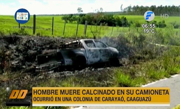 Hombre es hallado calcinado en su camioneta