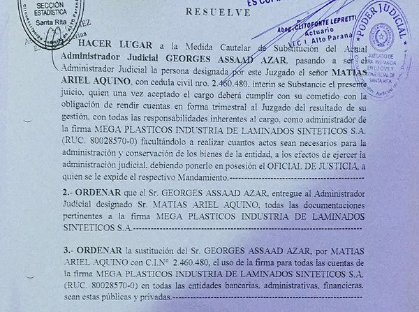 Mediante medida cautelar designan nuevo administrador de Mega Plásticos - Noticde.com