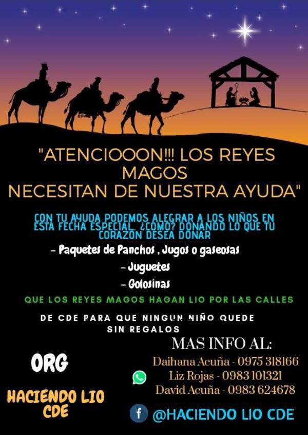 REYES MAGOS. Realizan colecta de juguetes, golosinas y víveres - Noticde.com