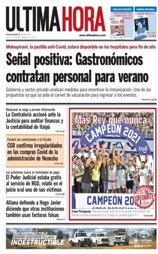 Portadas de este jueves 2 de diciembre de 2021