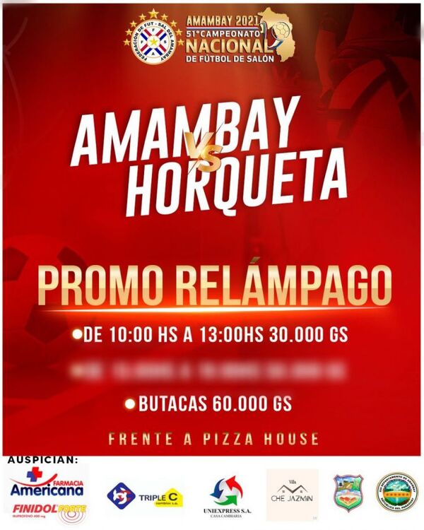 #PromoRelampago de entradas para el clásico de esta noche entre Amambay y Horqueta
