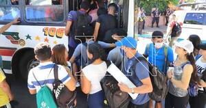La Nación / Buses repletos sin cuidarlas medidas sanitarias