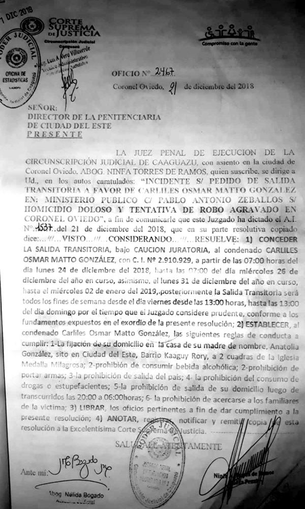 Otro peligroso sujeto con “salida transitoria” en cárcel de CDE de la mano de cuestionada jueza - La Clave