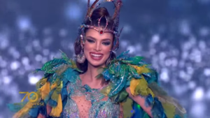 Con un mensaje ecológico, Nadia Ferreira luce su traje típico en busca de la corona