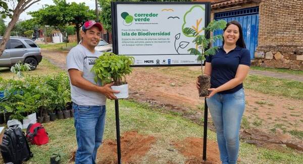 Realizaron plantación de la primera isla de biodiversidad en Villa Elisa