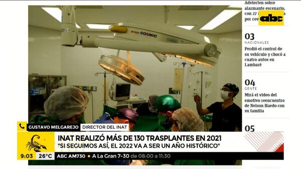 INAT realizó más de 130 trasplantes en 2021 - A la gran 730 - ABC Color