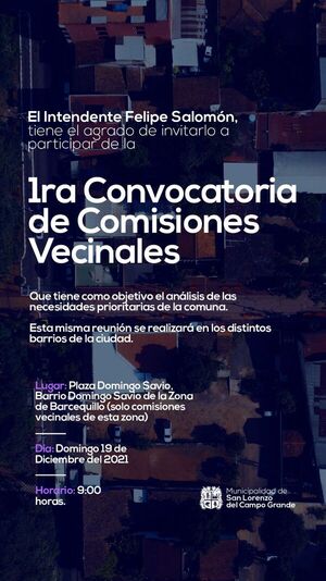 Invitan a primera convocatoria de comisiones vecinales - San Lorenzo Hoy