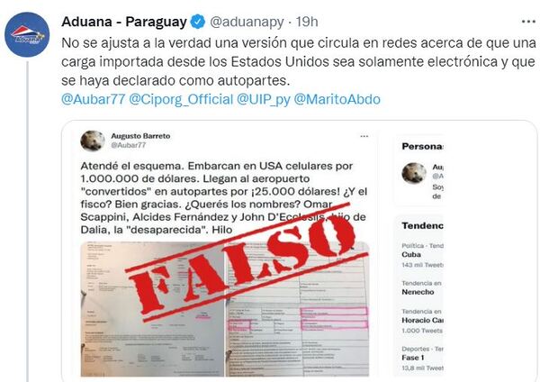 Aduanas refuta denuncia falsa sobre ingreso en frío de celulares de EEUU - La Clave