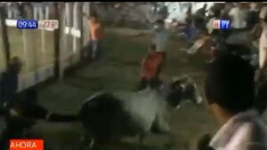 Toro salió del corral y asustó al rollo